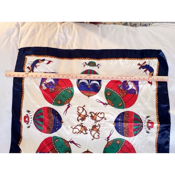 HOT AIR Balloons SCARF Cherubs Jewel Colors Silk-Feel Polyester 34" X 34" Gift - Picture 8 of 8
